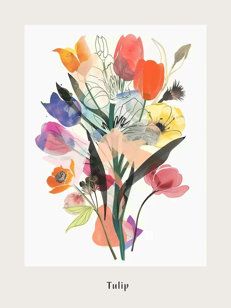 Tulip 4 Collage Flower Bouquet Poster