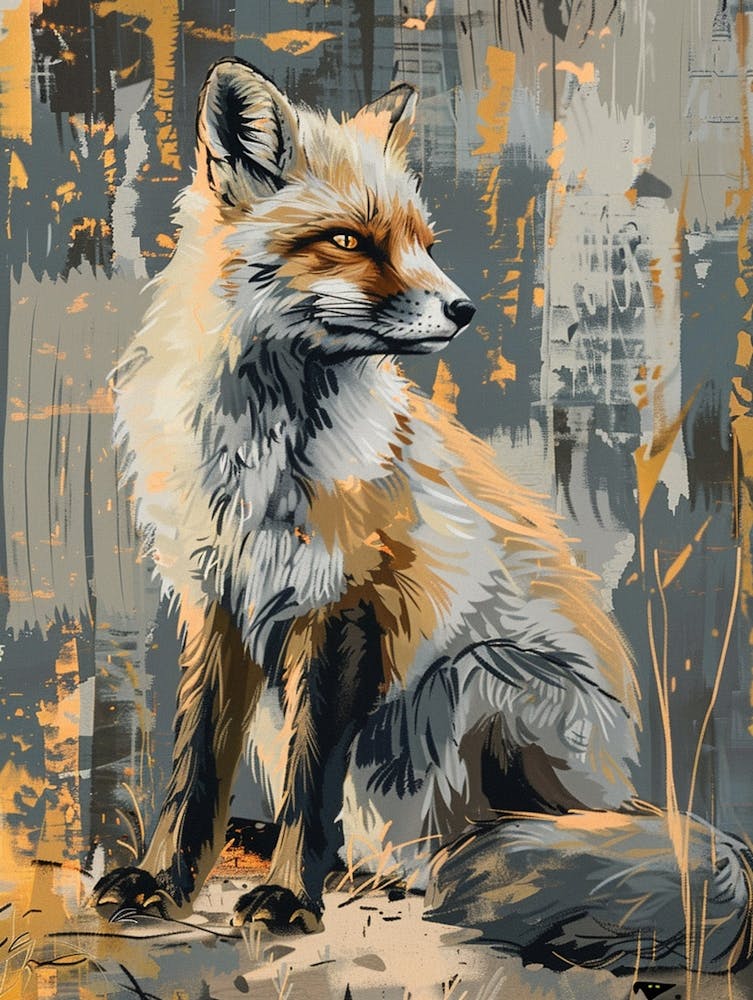 Arctic Fox Precisionist Illustration 2