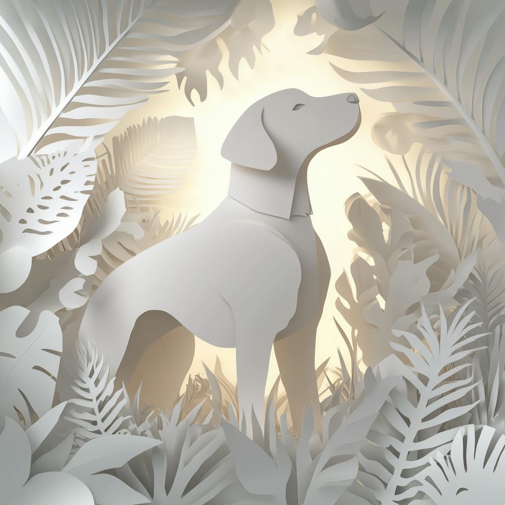Paper Cut Dog In The Jungle