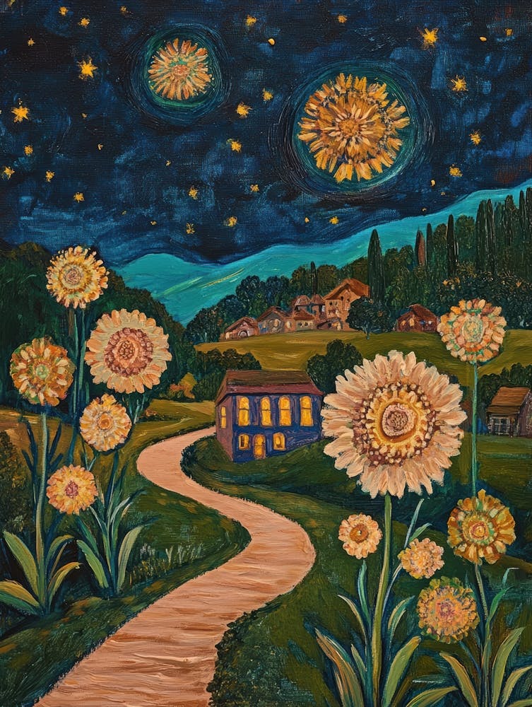 Sunflowers At Night 3