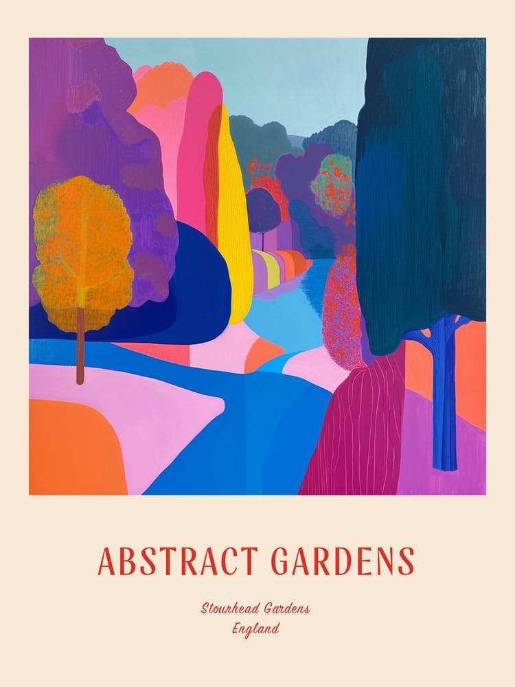 Colourful Gardens Stourhead Gardens United Kingdom 1 Red Poster
