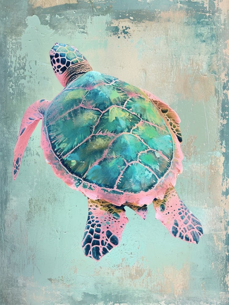 Pastel Sea Turtle In The Ocean 2