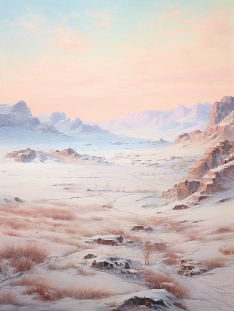 Dreamy Winter Painting Gobi Gurvansaikhan National Park Mongolia 2