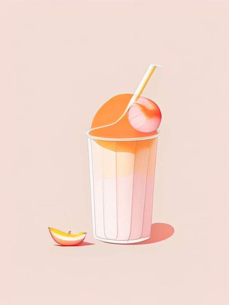Peach Milkshake Dairy Food Minimal Line Drawing 2