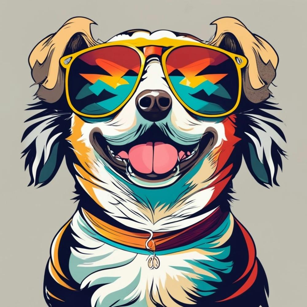 Happy dog wearing sunglasses 1