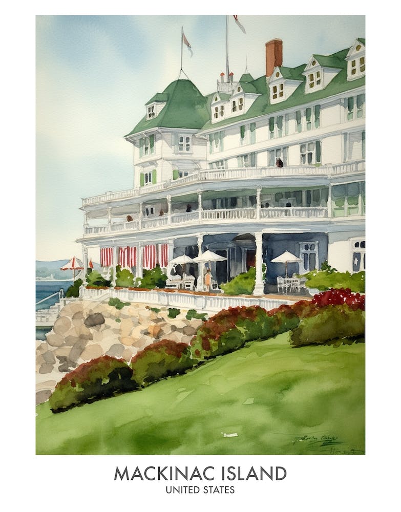 Mackinac Island 1 Watercolour Travel Poster