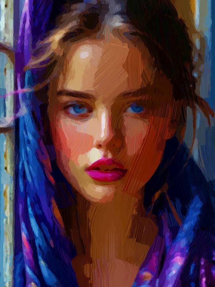 The Enigma in Indigo: A Portrait of Depth and Mystery