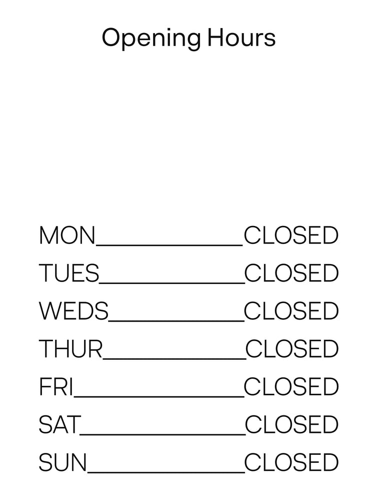 Minimal Typography Poster »Opening Hours«
