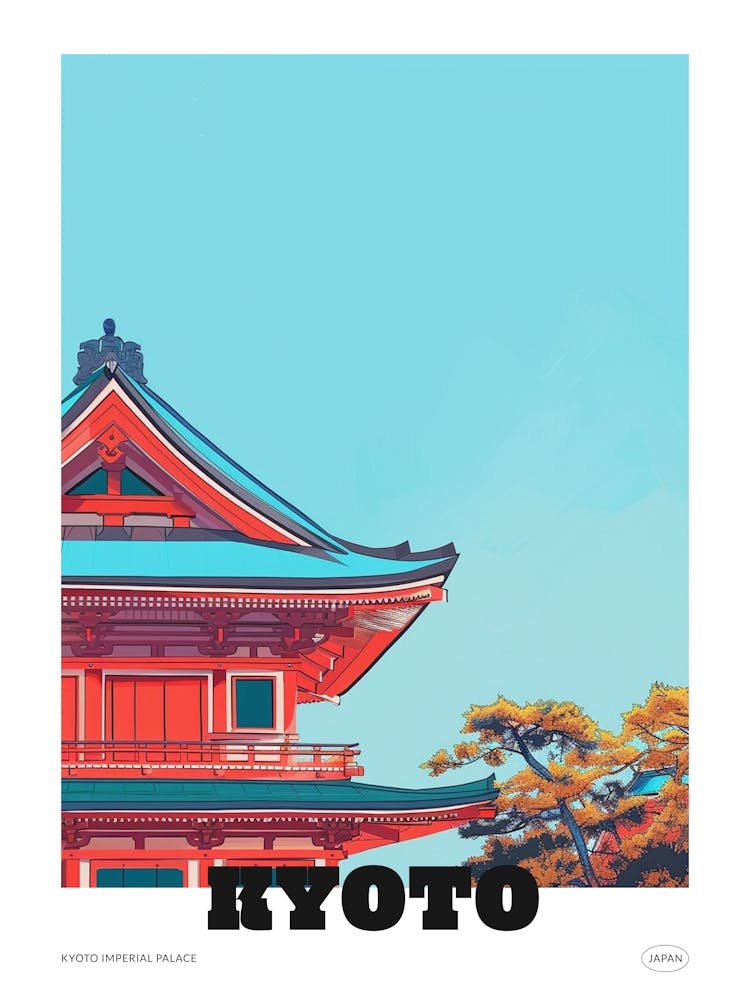 Kyoto Imperial Palace 3 Colourful Illustration Poster