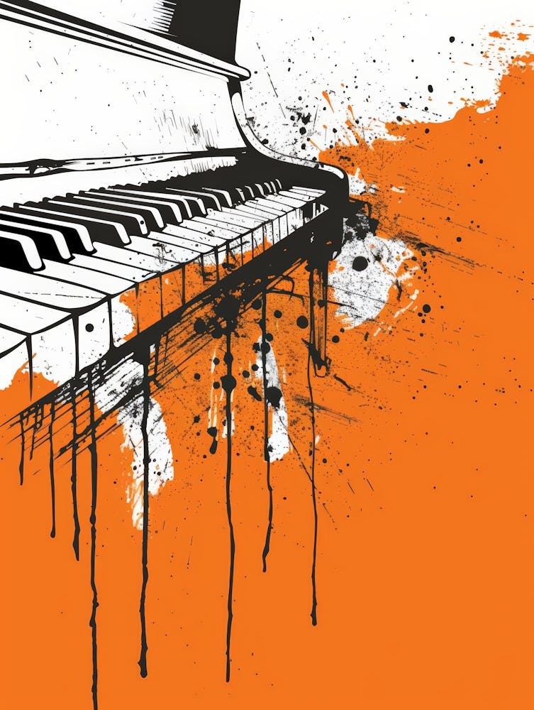Piano On Orange Background