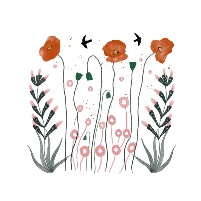 Poppies And Birds