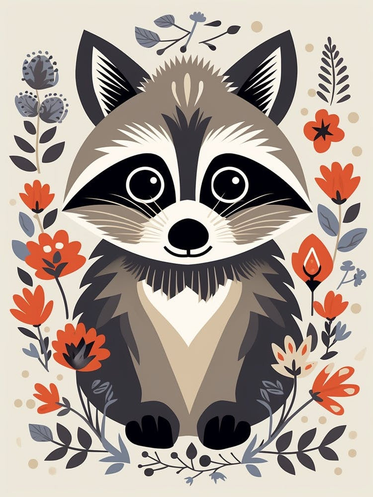 Baby Animal Illustration  Raccoon 4