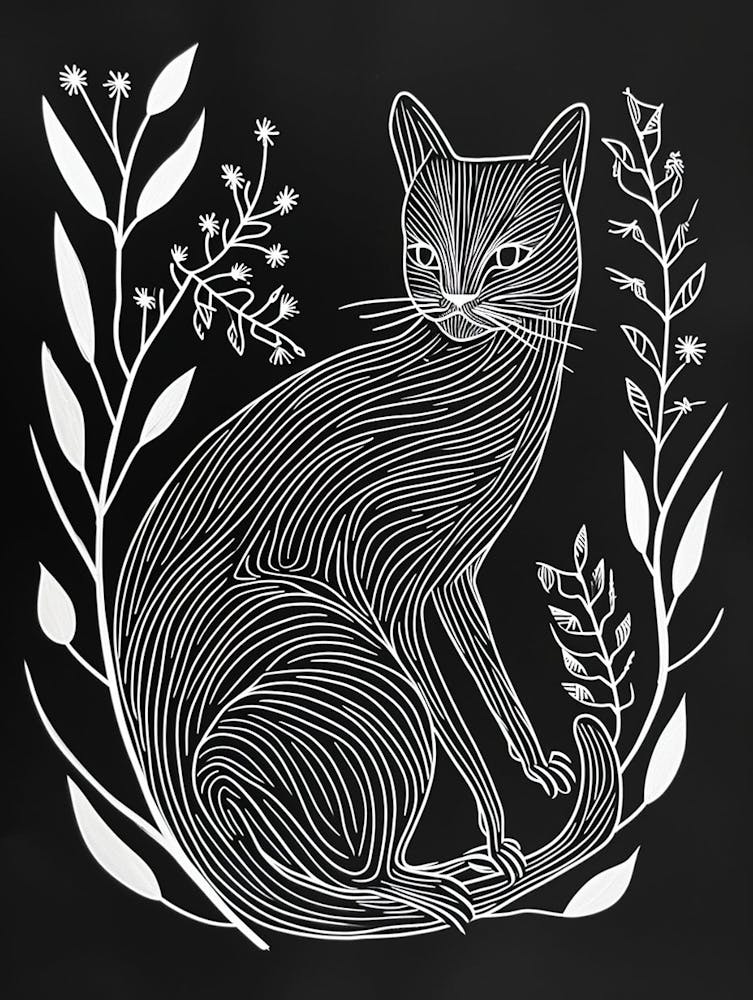 Bombay Cat Minimalist Illustration 1