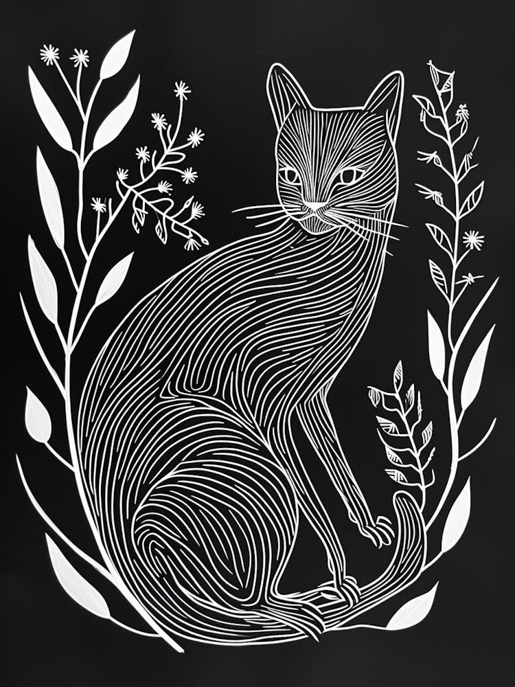 Bombay Cat Minimalist Illustration 1
