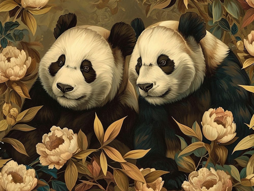 Illustration Animale Florale Panda Géant 1