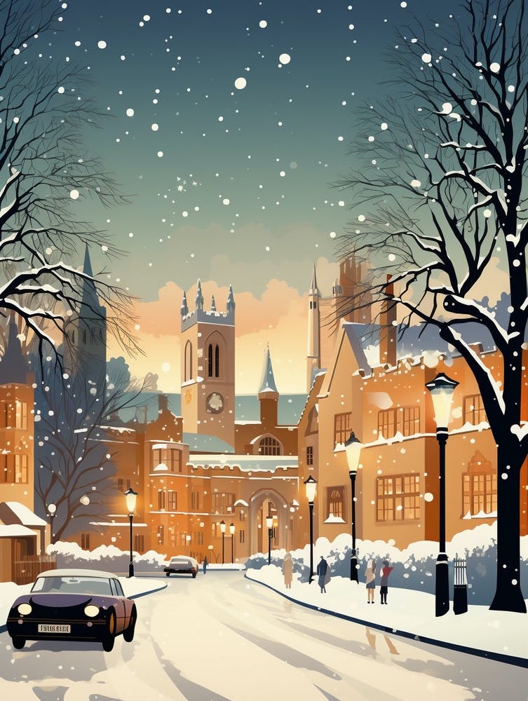 Winterreise Nacht Illustration Cambridge Vereinigtes Königreich 1
