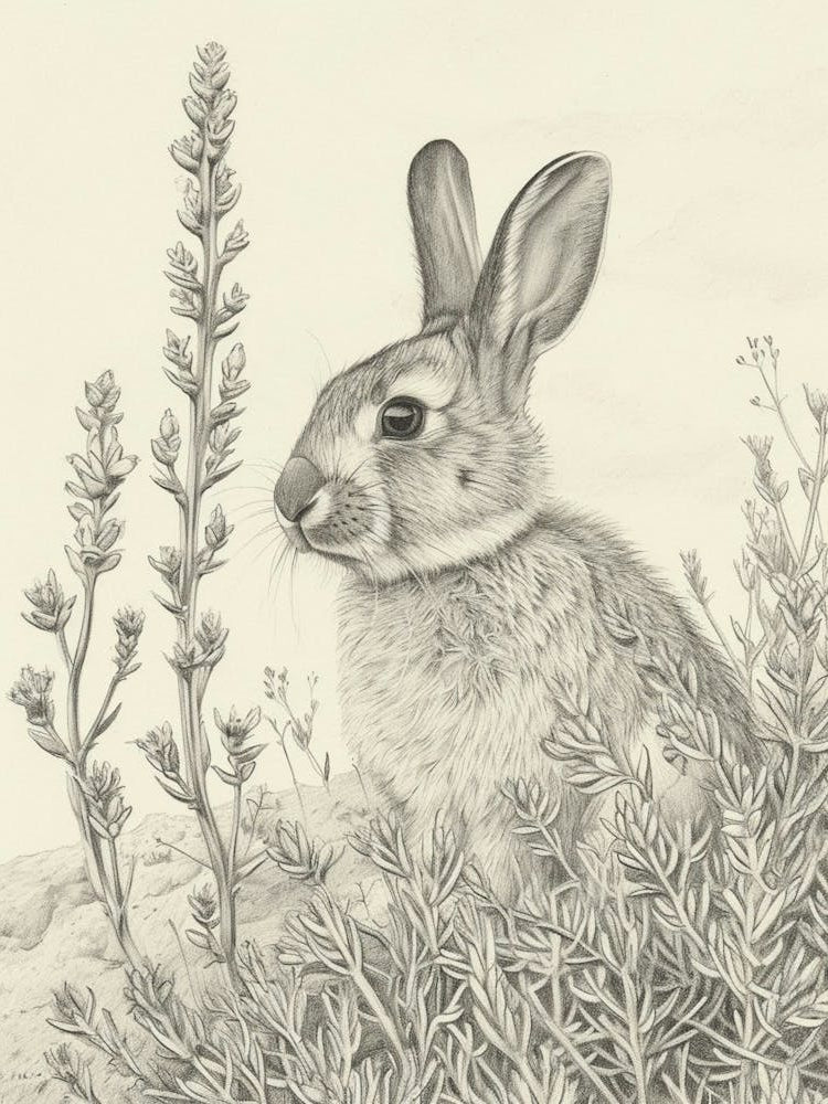 Blanc De Hotot Rabbit Drawing 2