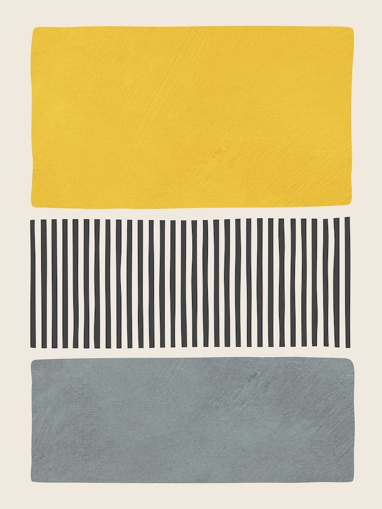 Yellow Gray Block Vertical Black Stripes