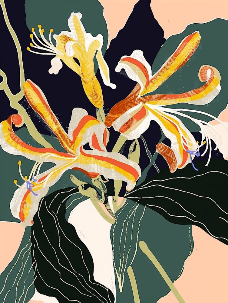 Colourful Flower Illustration Honeysuckle 3