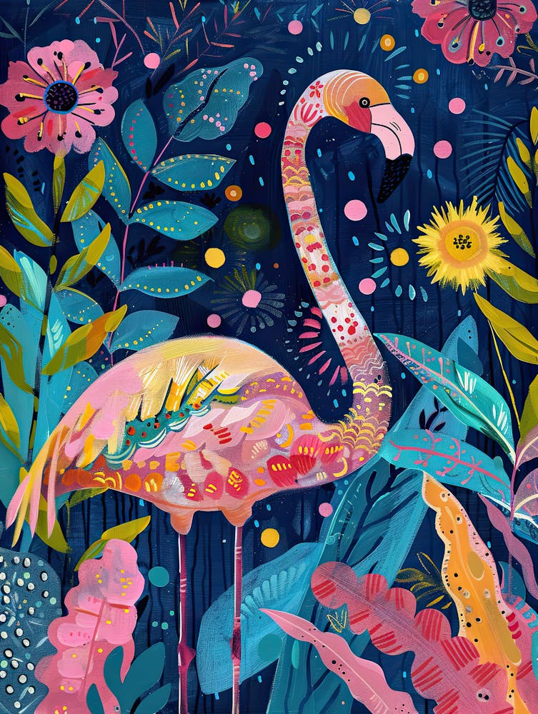 Plumes Écarlates Style Matisse