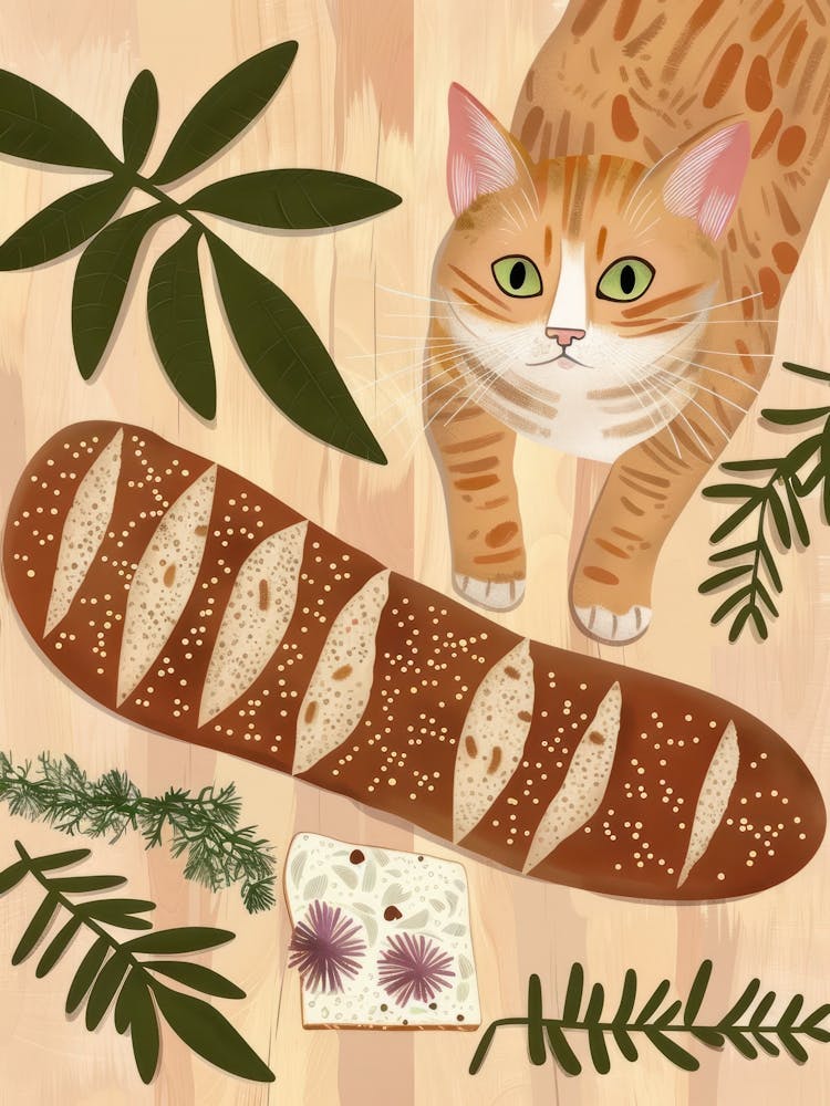 Katze und Baguette 1