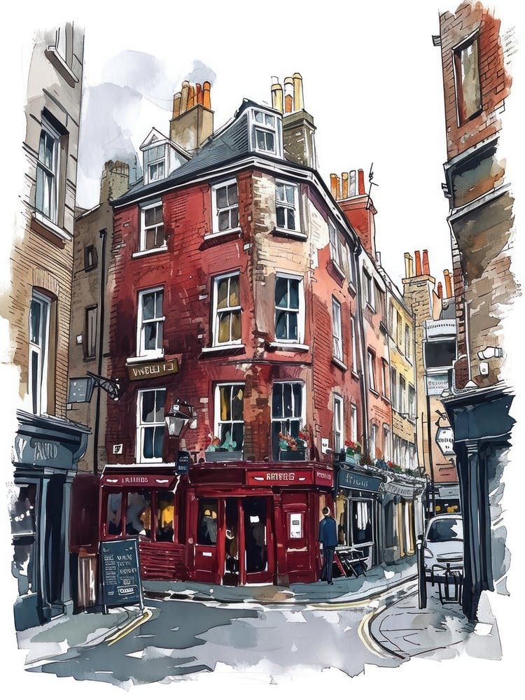 Southwark London Borough Straßenaquarell 3