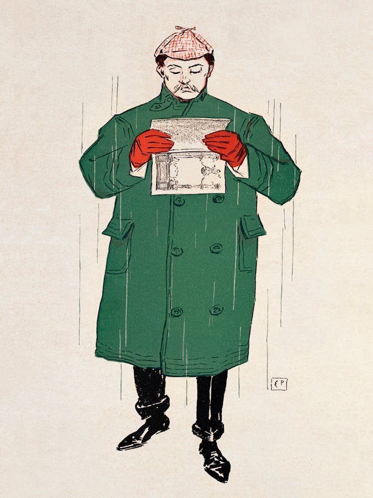 Man Reading Book (1893) , Edward Penfield