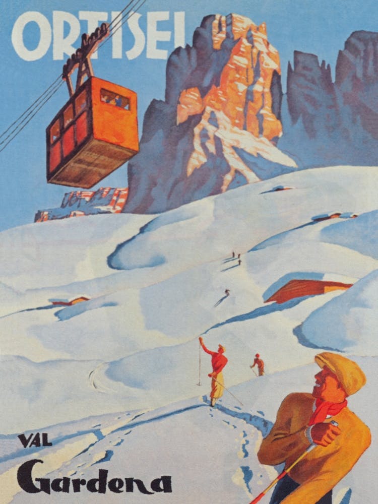Ortisei in Val Gardena Italy Print Vintage Ski Poster