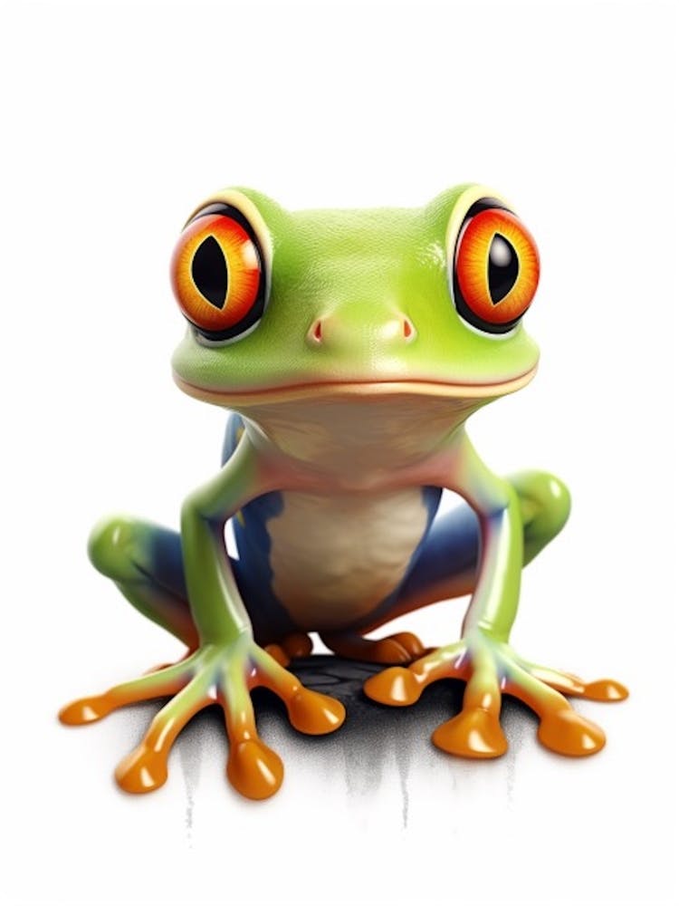 Watercolour Jungle Animal Baby Red Eyed Tree Frog 1