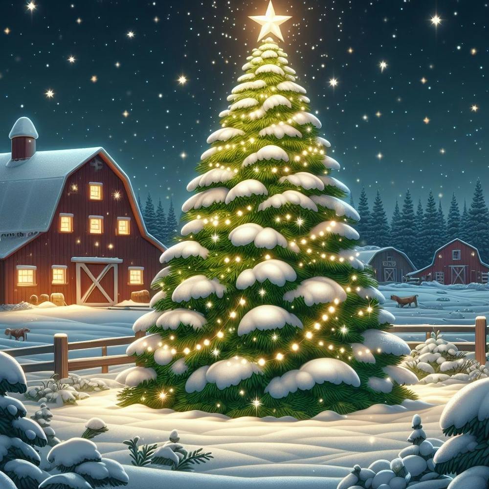 Christmas Tree In The Snow