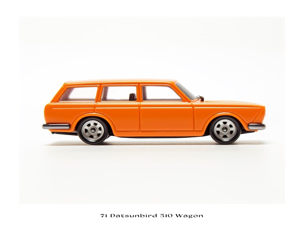 Toy Car 71 Datsun Bluebird 510 Wagon Orange Poster