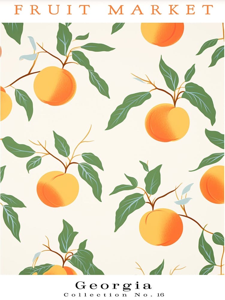 Peaches Fruit Poster Gift Georgia Market