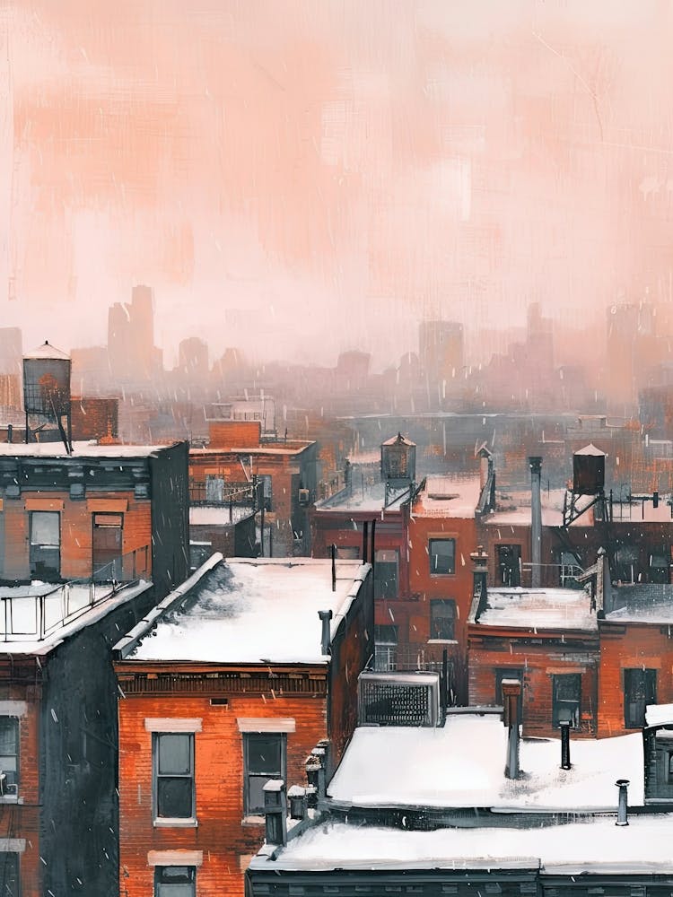 New York Rooftops Morning Skyline 2