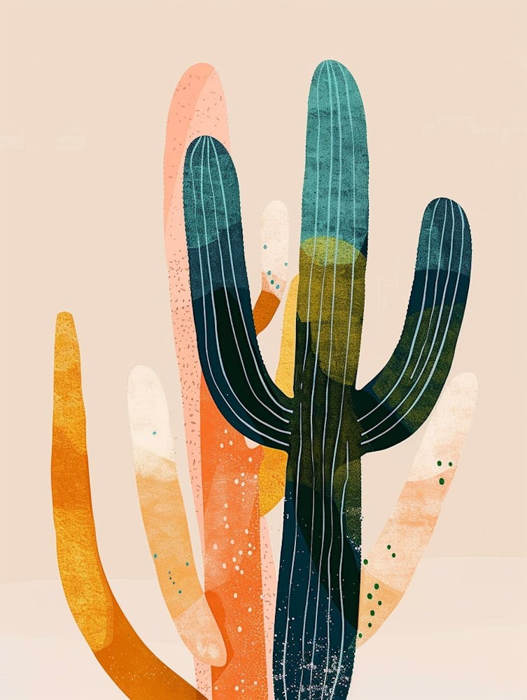 Notocactus Cactus Minimalist Abstract Illustration 4