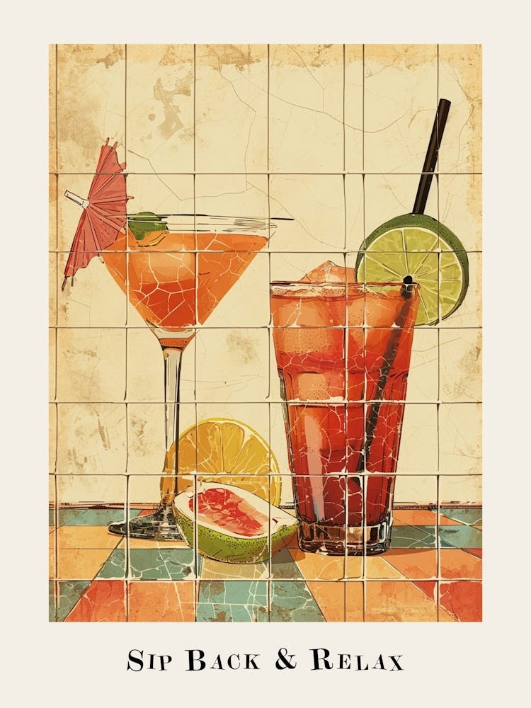 Sip Back & Relax Watercolour Poster