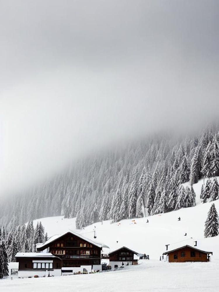 Oberstdorf, Germany Black And White Skiing Poster