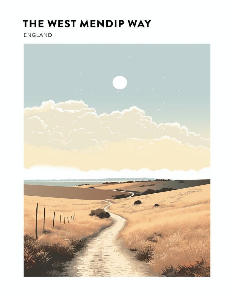 The West Mendip Way England 3 Hiking Trail Landscape Poster