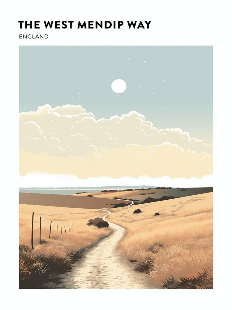 The West Mendip Way England 3 Hiking Trail Landscape Poster