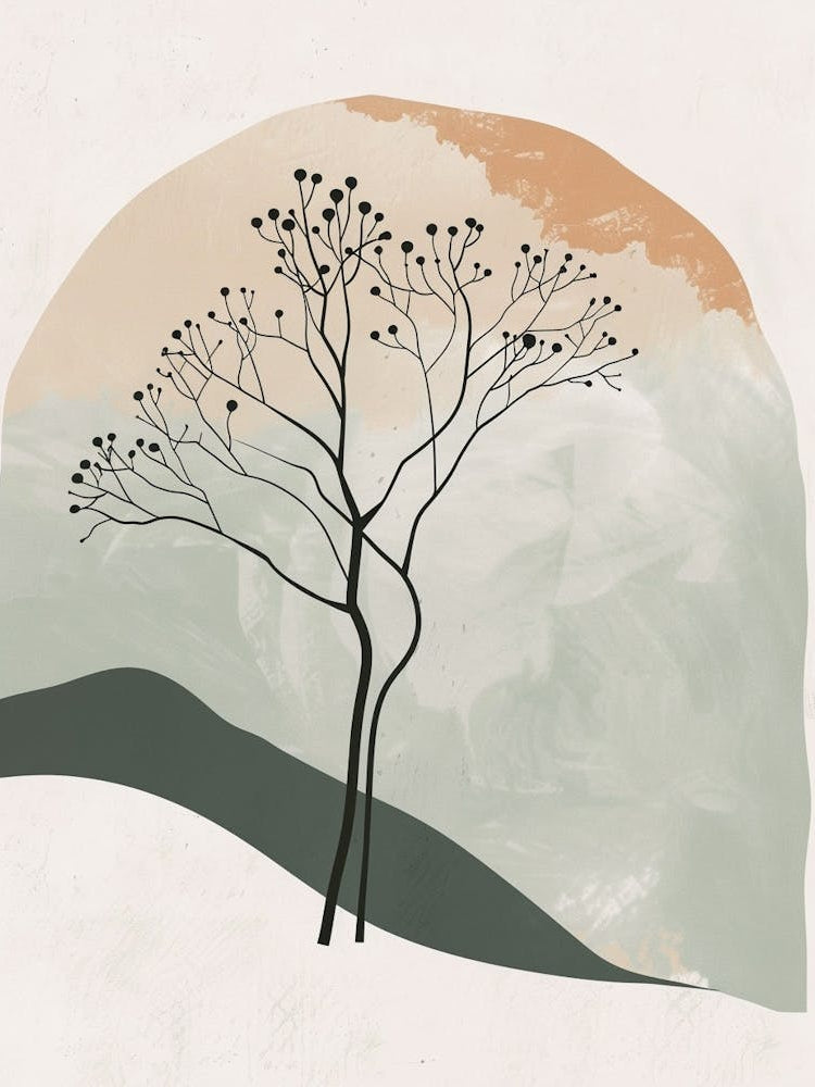 Ebony Tree Minimal Japandi Illustration 1