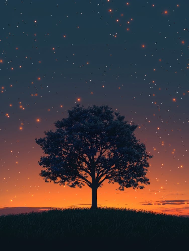 Starry Sky With Tree