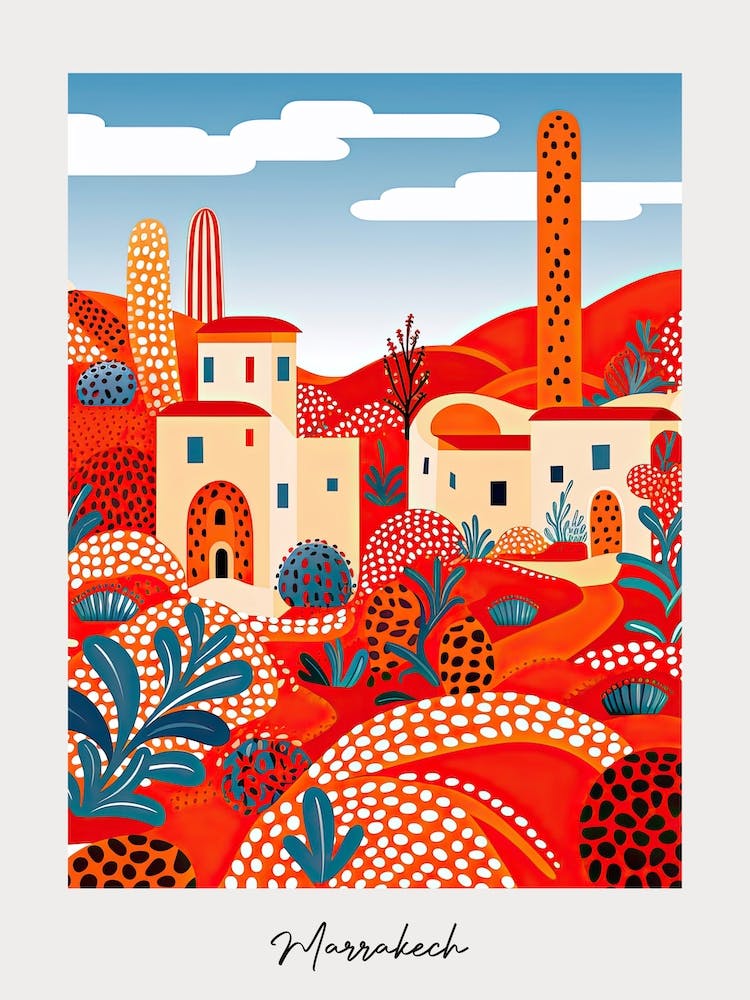 Poster Of Marrakech, Illustration In The Style Of Pop Art 2
