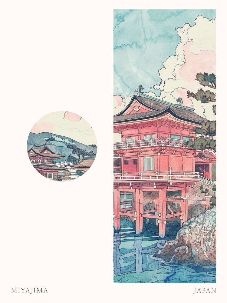 Miyajima Japan 5 Cut Out Travel Poster