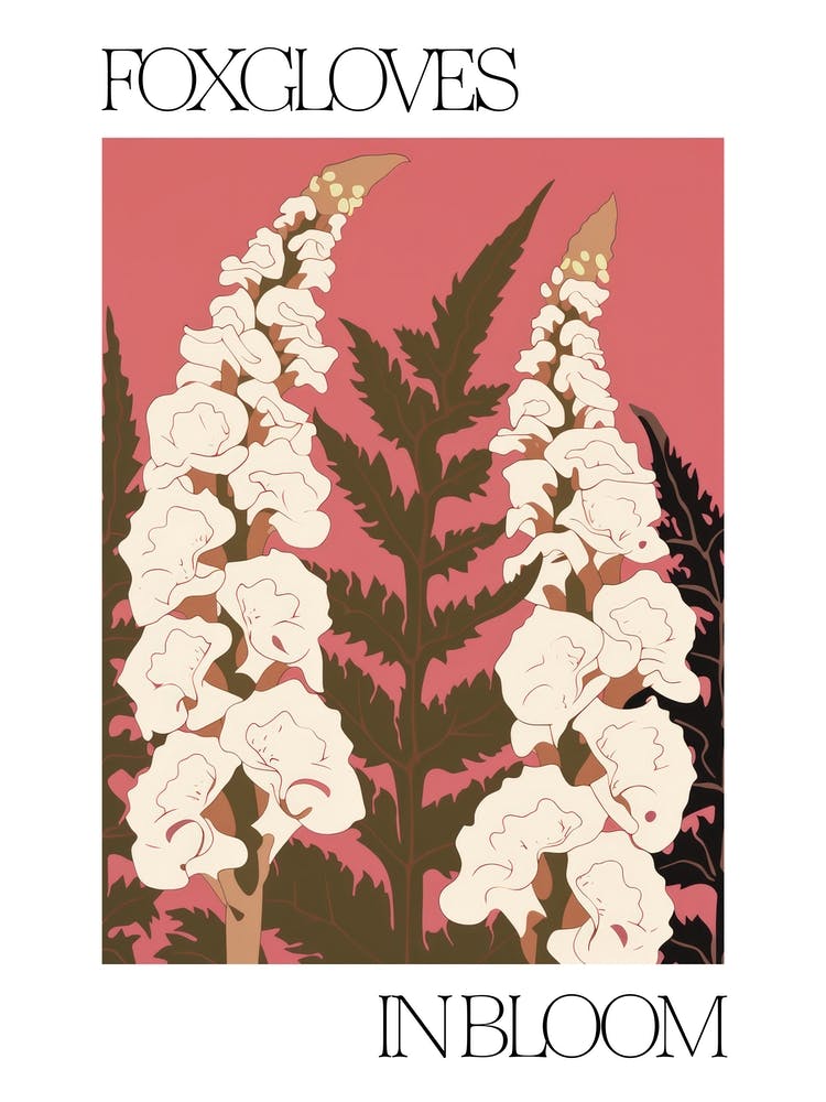 Foxgloves In Bloom Flowers Bold Illustration 1