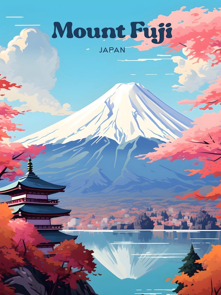 Mount Fuji Japan Adventure Travel Art