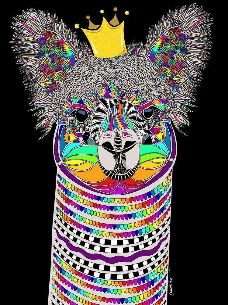 Cute, abstract Alpaca Llama in rainbow colors, mosaic