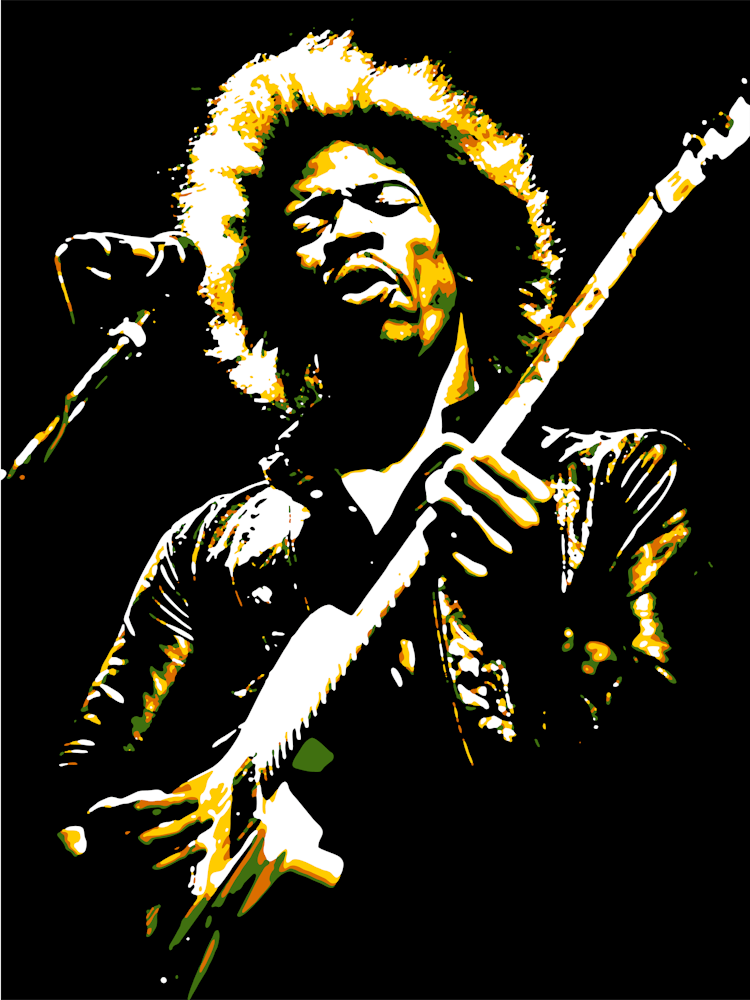 Jimi Hendrix American Guitarist Legend in Pop Art
