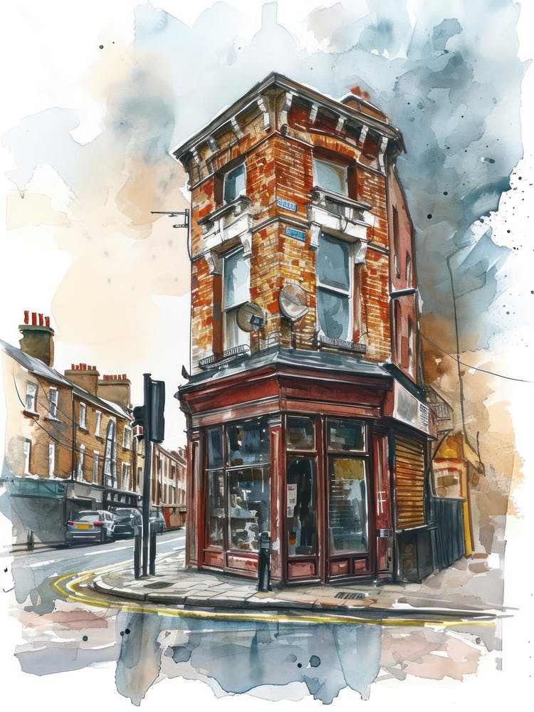 Hackney London Borough Aquarelle de Rue 8
