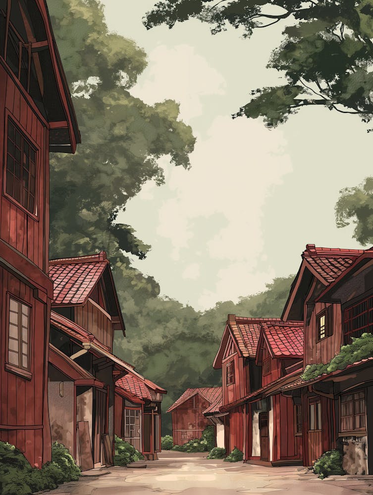 Red Houses In A Village