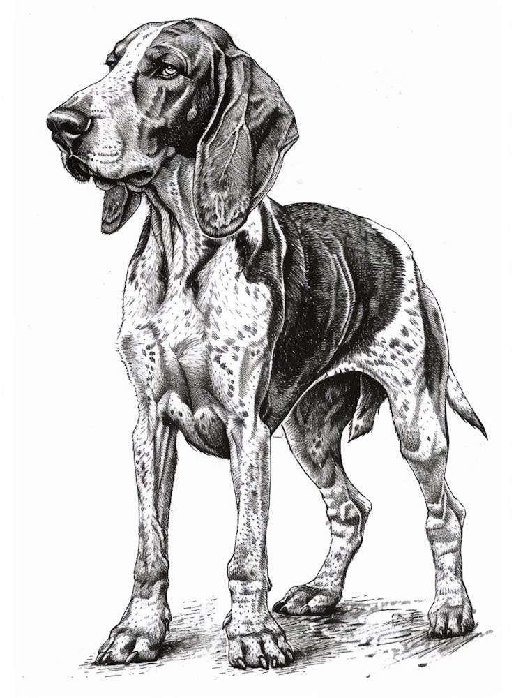 English Foxhound Dog Line Sketch 3