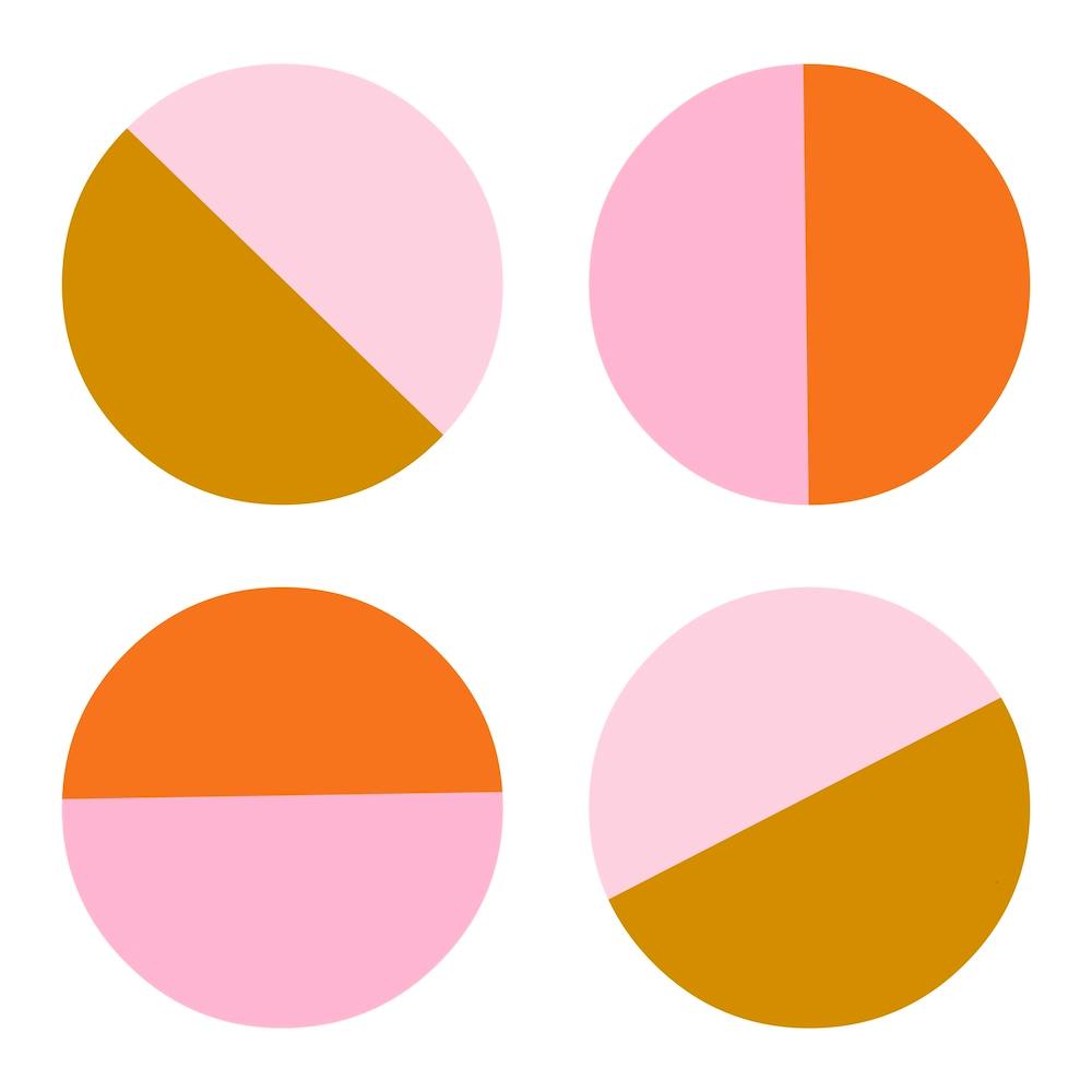 Pink And Orange And Mustard Yellow Circles